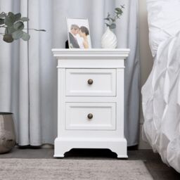 Melody Maison White Two Drawer Bedside Table - Daventry White Range - thumbnail 2