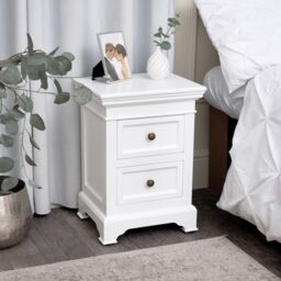 Melody Maison White Two Drawer Bedside Table - Daventry White Range - thumbnail 6
