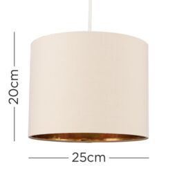 ValueLights Reni Beige with Metallic Gold Inner Easy Fit Drum Ceiling Lamp Shade - Size: Medium - thumbnail 5
