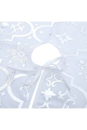 Living and Home 122CM Silver Snowflake Printed Christmas Tree Skirt w/ Christmas Stockings Xmas Tree Base Cover for Christmas New Year Home - thumbnail 4
