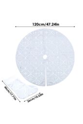 Living and Home 122CM Silver Snowflake Printed Christmas Tree Skirt w/ Christmas Stockings Xmas Tree Base Cover for Christmas New Year Home - thumbnail 6