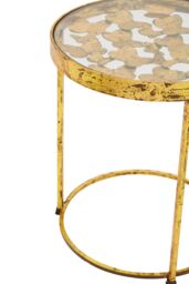 Orsina Butterfly Side Table For Living Room, Gold Round Table, Bedside Table With Foil Coated Top, Metallic Table - thumbnail 4