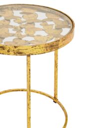 Orsina Butterfly Side Table For Living Room, Gold Round Table, Bedside Table With Foil Coated Top, Metallic Table - thumbnail 5