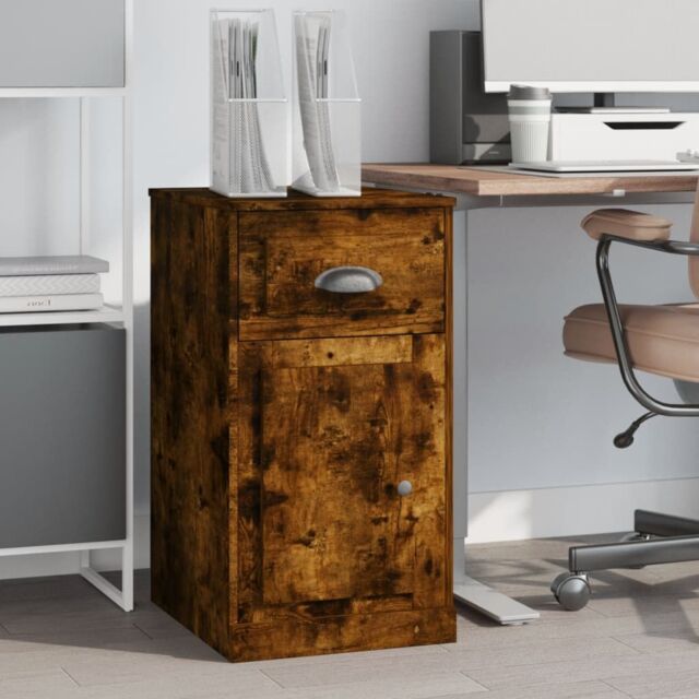 Berkfield Home Side Cabinet with Drawer Smoked Oak 40x50x75 cm Engineered Wood in Brown - Size: 40 x 50 x 75 cm - image 1