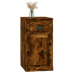 Berkfield Home Side Cabinet with Drawer Smoked Oak 40x50x75 cm Engineered Wood in Brown - Size: 40 x 50 x 75 cm - thumbnail 4