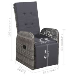 Berkfield Home 5 Piece Garden Dining Set with Cushions Grey Poly Rattan - thumbnail 8