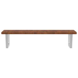 Berkfield Home Elegant Basin Shelf Wall Mounted Steel & Solid Wood Oak in Brown - thumbnail 4