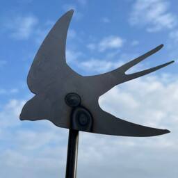 Poppyforge Swallow on 5 Feet Pole (Pack of 3) - W13 x H165 cm in Metallics - thumbnail 2