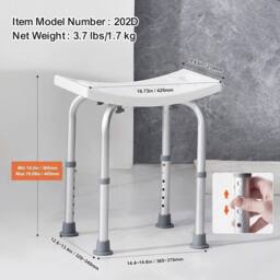 SPETLEK 350lbs Shower Chair Bath Stool Seat Padded Height in White - thumbnail 3