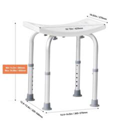 SPETLEK 350lbs Shower Chair Bath Stool Seat Padded Height in White - thumbnail 2