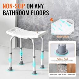 SPETLEK 350lbs Shower Chair Bath Stool Seat Padded Height in White - thumbnail 4