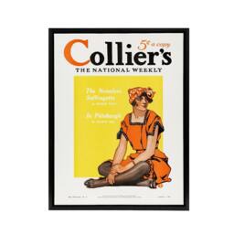 "Artery8 Vintage Magazine Cover Suffragette Vote Framed Canvas Wall Art Print in Yellow - Size: W12"" x H16""" - thumbnail 1
