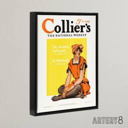 "Artery8 Vintage Magazine Cover Suffragette Vote Framed Canvas Wall Art Print in Yellow - Size: W12"" x H16""" - thumbnail 2