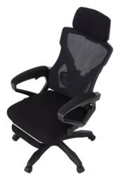 Living and Home Adjustable High Back Mesh Office Chair with Footrest & Lumbar Support in Black - thumbnail 3