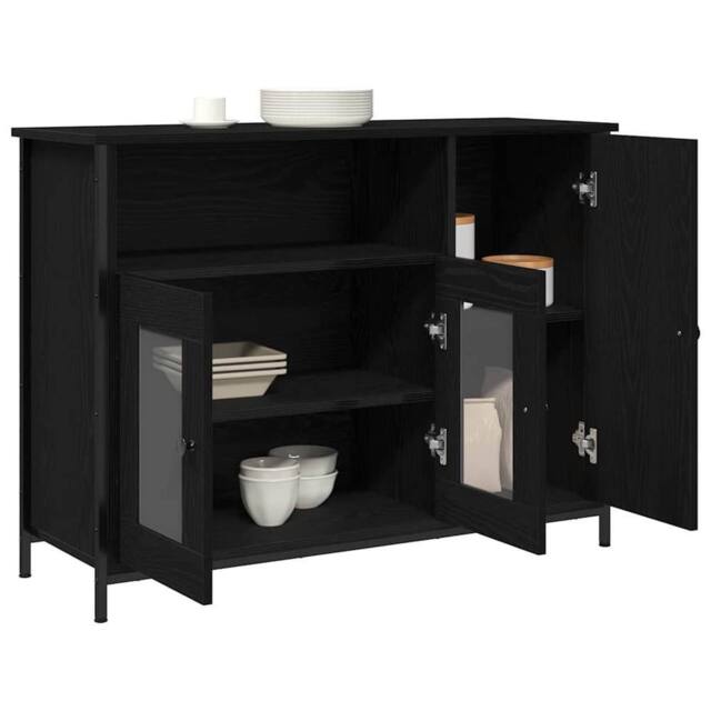 Berkfield Home Sideboard Black Oak 100x35x75 cm Engineered Wood - Size: 100 x 35 x 75 cm - image 1