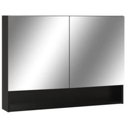 Berkfield Home LED Bathroom Mirror Cabinet Black 80x15x60 cm MDF - Size: 80 x 15 x 60 cm - thumbnail 3