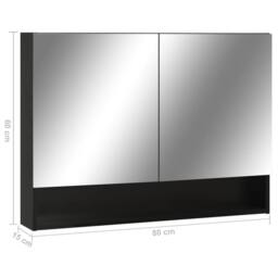 Berkfield Home LED Bathroom Mirror Cabinet Black 80x15x60 cm MDF - Size: 80 x 15 x 60 cm - thumbnail 9