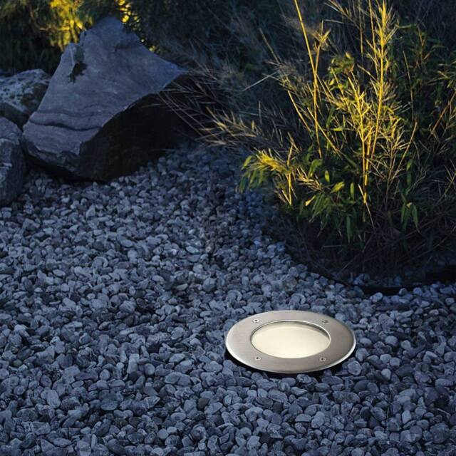Eglo Lamedo Stainless Steel Integrated LED Outdoor Recessed Ground Light, (D) 10cm in Silver - image 1