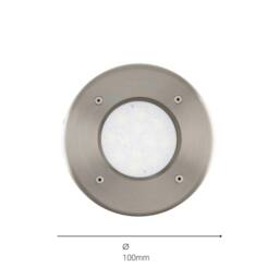 Eglo Lamedo Stainless Steel Integrated LED Outdoor Recessed Ground Light, (D) 10cm in Silver - thumbnail 3