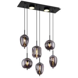 Netlighting Blacky Cluster Pendant Matt Black Smoke Glass Shade 6x E14