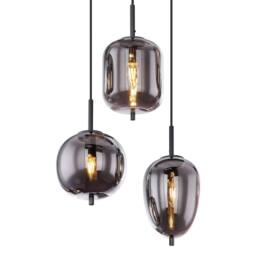 Netlighting Blacky Cluster Pendant Matt Black Smoke Glass Shade 6x E14 - thumbnail 3
