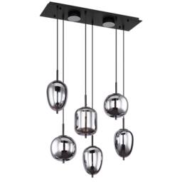 Netlighting Blacky Cluster Pendant Matt Black Smoke Glass Shade 6x E14 - thumbnail 2
