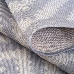 THE RUGS Outdoor Indoor Geometric Diamond Rug Grey Ivory Weather Resistant - Size: 200 cm x 290 cm - thumbnail 4