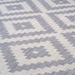 THE RUGS Outdoor Indoor Geometric Diamond Rug Grey Ivory Weather Resistant - Size: 200 cm x 290 cm - thumbnail 3