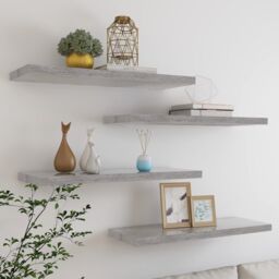 Berkfield Home Floating Wall Shelves 4 pcs Concrete Grey 80x23.5x3.8 cm MDF - thumbnail 1
