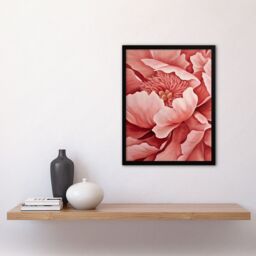 "Artery8 Coral Pink Peony Painting Magnified Zoom Floral Framed Art Print - Size: W12"" x H16""" - thumbnail 4