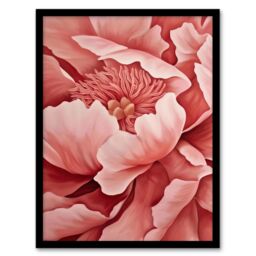 "Artery8 Coral Pink Peony Painting Magnified Zoom Floral Framed Art Print - Size: W12"" x H16""" - thumbnail 1