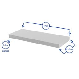 Harbour Housewares 3x 60cm Floating Wall Shelves - Wall Mountable for Storage & Display in White - Size: 3x 60 cm - thumbnail 3