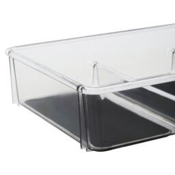 Orsina Sturdy Grey Multifunctional Kitchen Organiser With Dividers, Integrated Handle Storage Boxes For Fridge in Clear - thumbnail 3