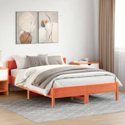 Berkfield Home Bed Frame without Mattress Wax Brown 160x200 cm Solid Wood Pine - thumbnail 2
