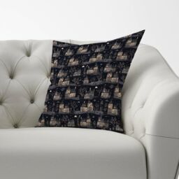 Warren Reed - Designer Spooky Haunted Houses Cushions in Grey - Size: 60 cm x 60 cm - thumbnail 2