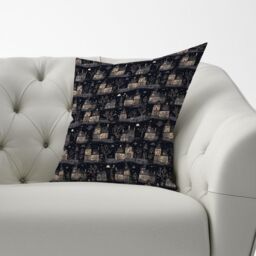 Warren Reed - Designer Spooky Haunted Houses Cushions in Grey - Size: 60 cm x 60 cm - thumbnail 3