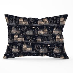 Warren Reed - Designer Spooky Haunted Houses Cushions in Grey - Size: 60 cm x 60 cm - thumbnail 1