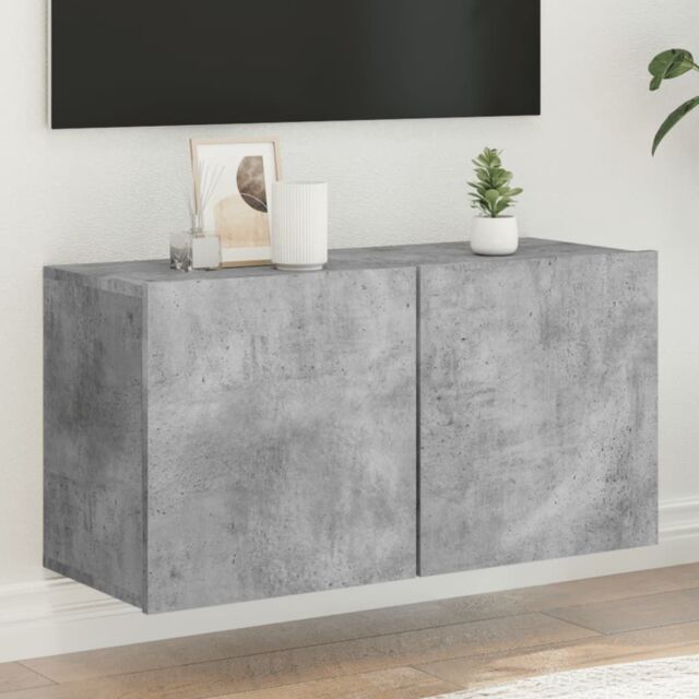 Berkfield Home TV Cabinet Wall-mounted Concrete Grey 80x30x41 cm - Size: 80 x 30 x 41 cm - image 1