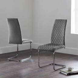 Cheshire Montero Elegant Velvet Cantilever Dining Chairs - Grey - Set of 4 - thumbnail 5