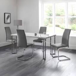 Cheshire Montero Elegant Velvet Cantilever Dining Chairs - Grey - Set of 4 - thumbnail 6