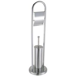 Home Discount Bath Vida Toilet Brush & Paper Holder With Round Base Combination 2 in 1 in Metallic Silver - thumbnail 1