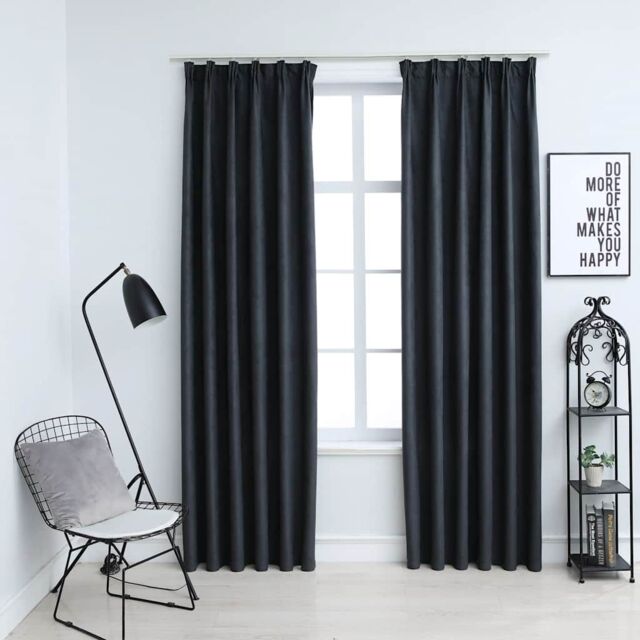 Berkfield Home Blackout Curtains with Hooks 2 pcs Anthracite 140x175 cm - image 1
