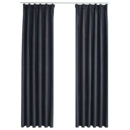 Berkfield Home Blackout Curtains with Hooks 2 pcs Anthracite 140x175 cm - thumbnail 2