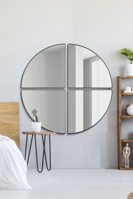 "MirrorOutlet New Black XL Circular Metal Wall Mirror 70"" X 70"" (180 x 180CM) - Size: 1 Pack" - image 1