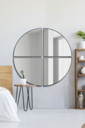 "MirrorOutlet New Black XL Circular Metal Wall Mirror 70"" X 70"" (180 x 180CM) - Size: 1 Pack" - thumbnail 1