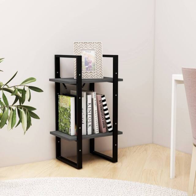 Berkfield Home Decorative 2-Tier Book Cabinet Grey 40x30x70 cm Solid Pine Wood - Size: 40 x 30 x 70 cm - image 1