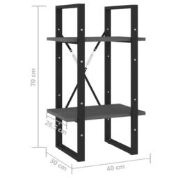 Berkfield Home Decorative 2-Tier Book Cabinet Grey 40x30x70 cm Solid Pine Wood - Size: 40 x 30 x 70 cm - thumbnail 8
