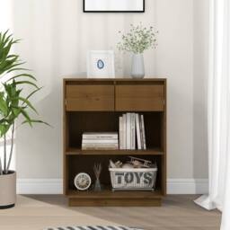 Berkfield Home Beautiful Console Cabinet Honey Brown 60x34x75 cm Solid Wood Pine - Size: 60 x 34 x 75 cm - thumbnail 2