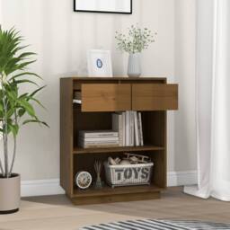 Berkfield Home Beautiful Console Cabinet Honey Brown 60x34x75 cm Solid Wood Pine - Size: 60 x 34 x 75 cm - thumbnail 1