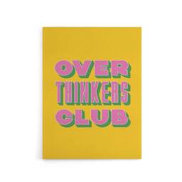 "Artery8 Overthinkers Club Mustard Yellow Pink Retro Canvas Wall Art Print - Size: W12"" x H16""" - thumbnail 1